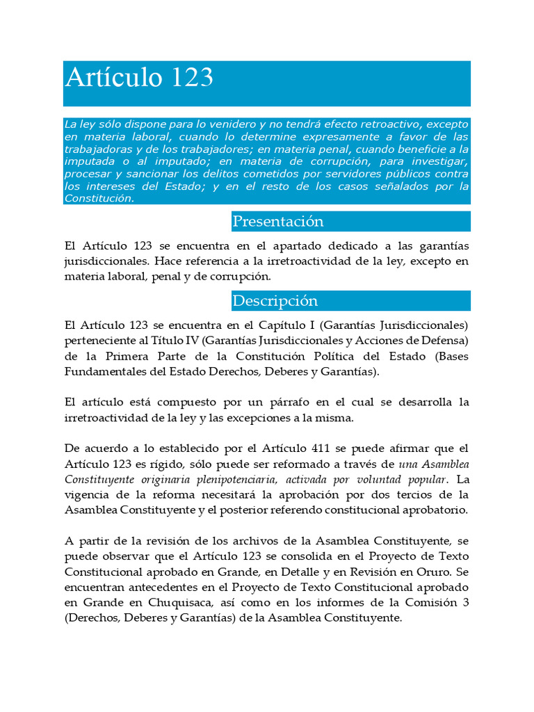Artículo 123 CPE | PDF | Debido al proceso | Derecho penal