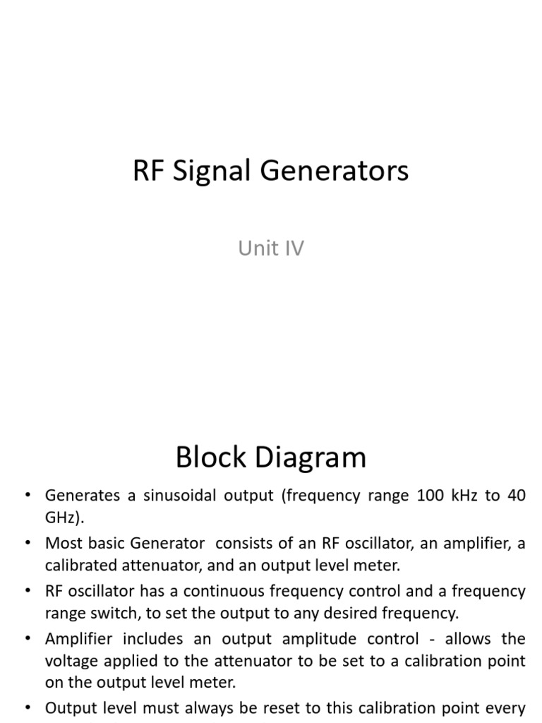 RF Signal Generator Block Diagram | PDF | Amplifier | Electronic Oscillator