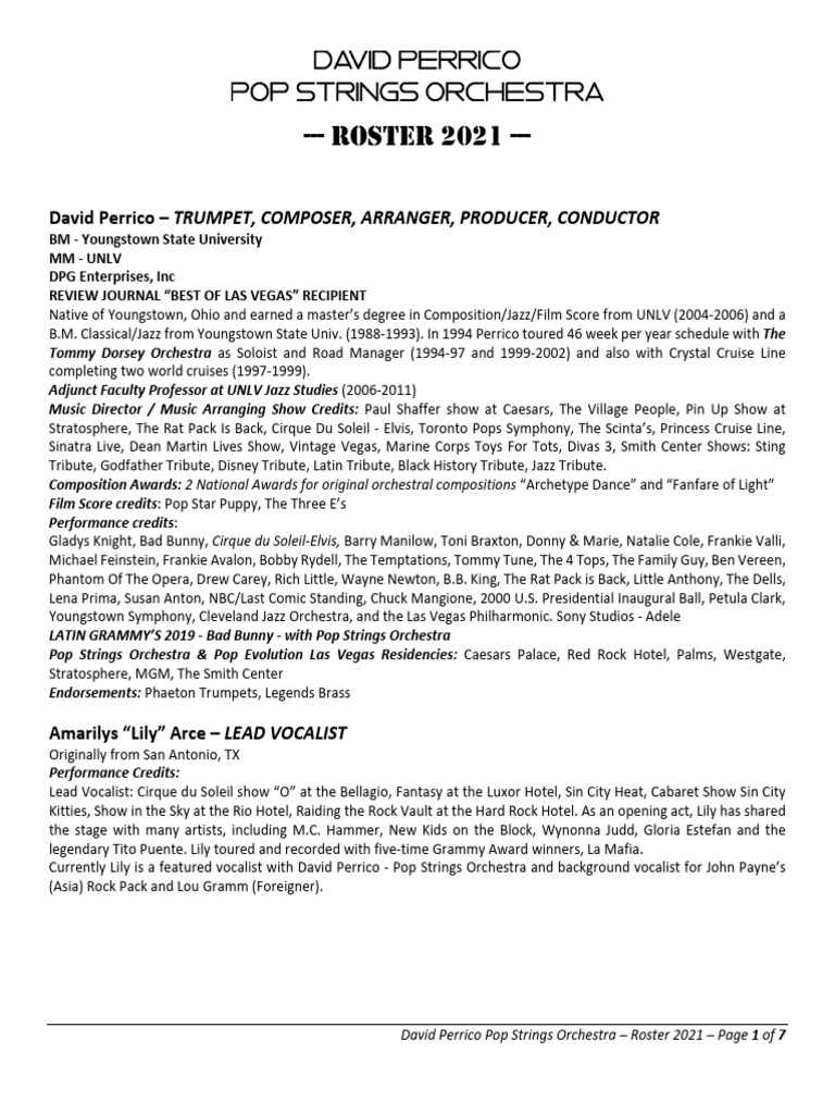 David Perrico Pop Strings Orchestra 2021 | PDF | Jazz | Musicians