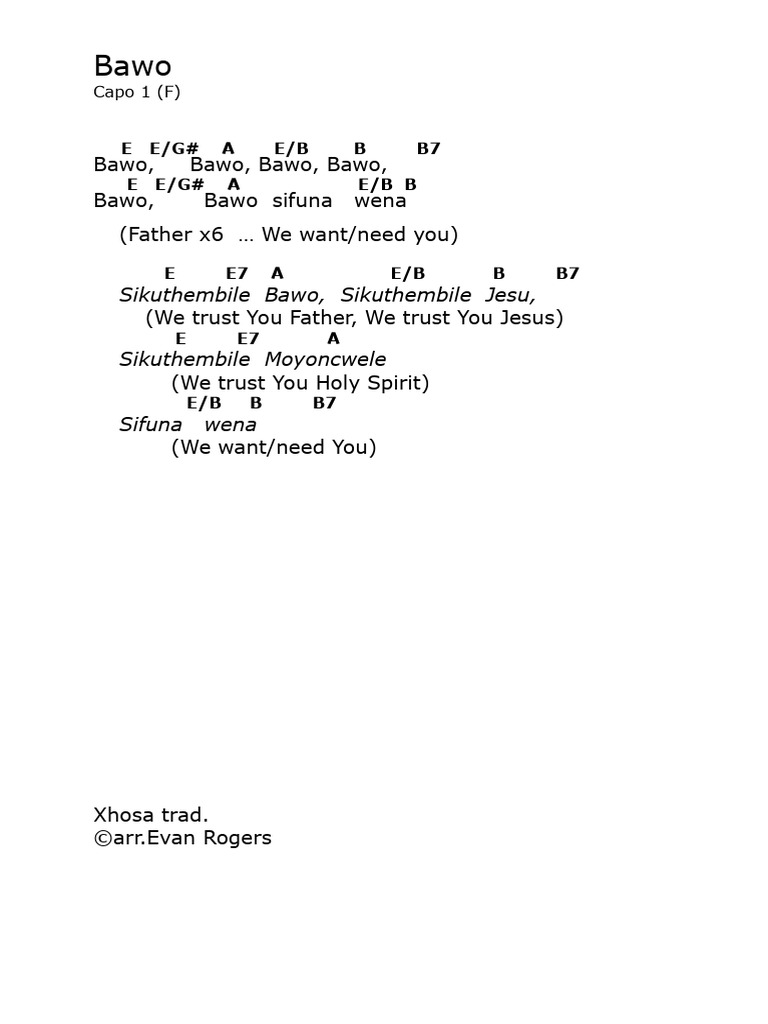 Bawo Song Lyrics and Arrangement | PDF