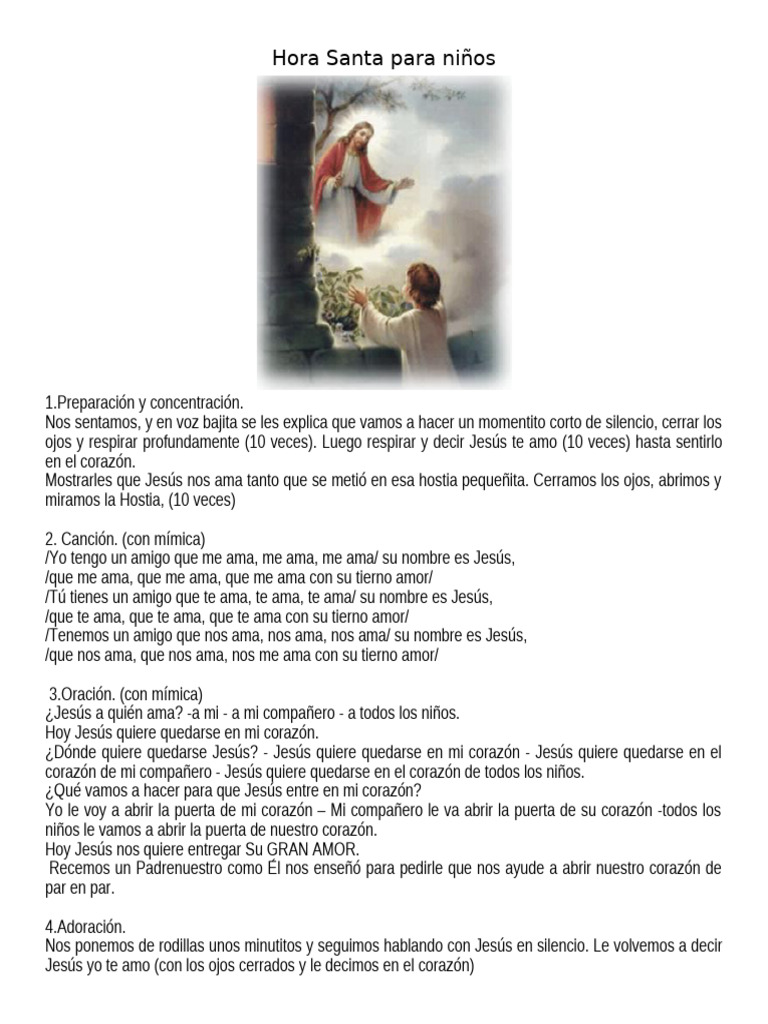Hora Santa para Niños: Guía Práctica | PDF | Oración | María, madre de ...