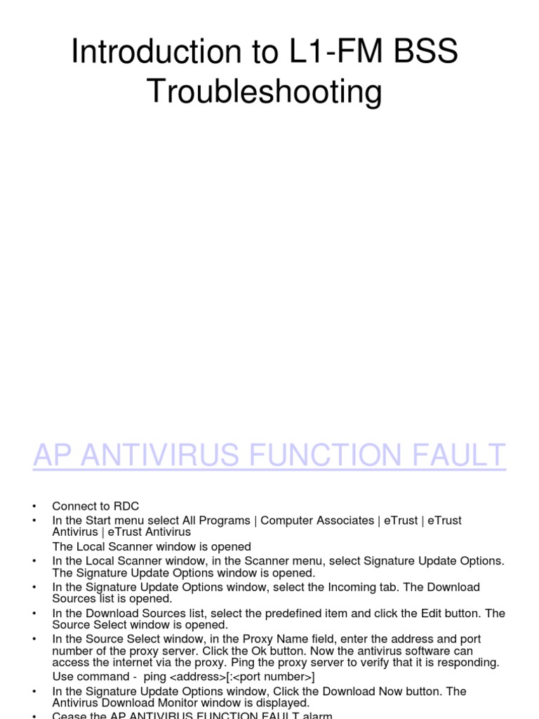 BSS L1 Troubleshooting | PDF | Antivirus Software | Proxy Server