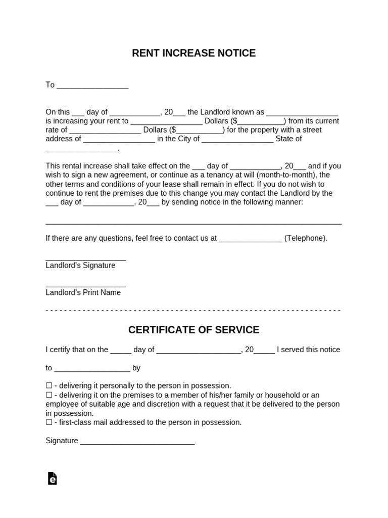 Rent Increase Notice Template | PDF