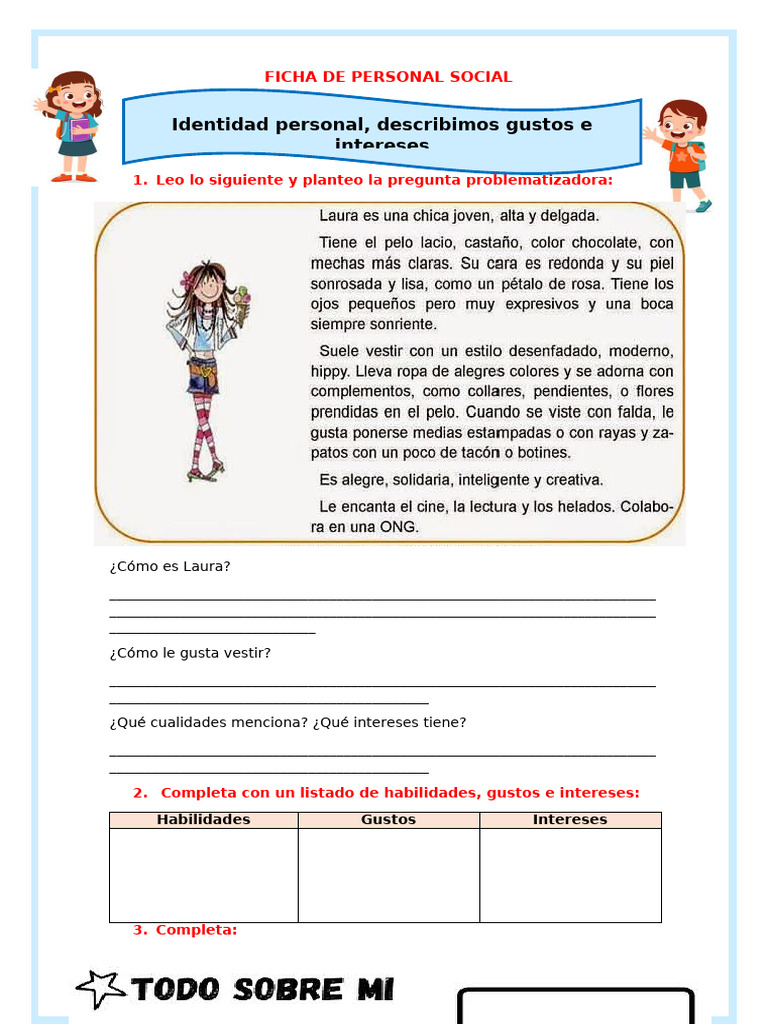 Ficha de Identidad Personal y Autoevaluación | PDF