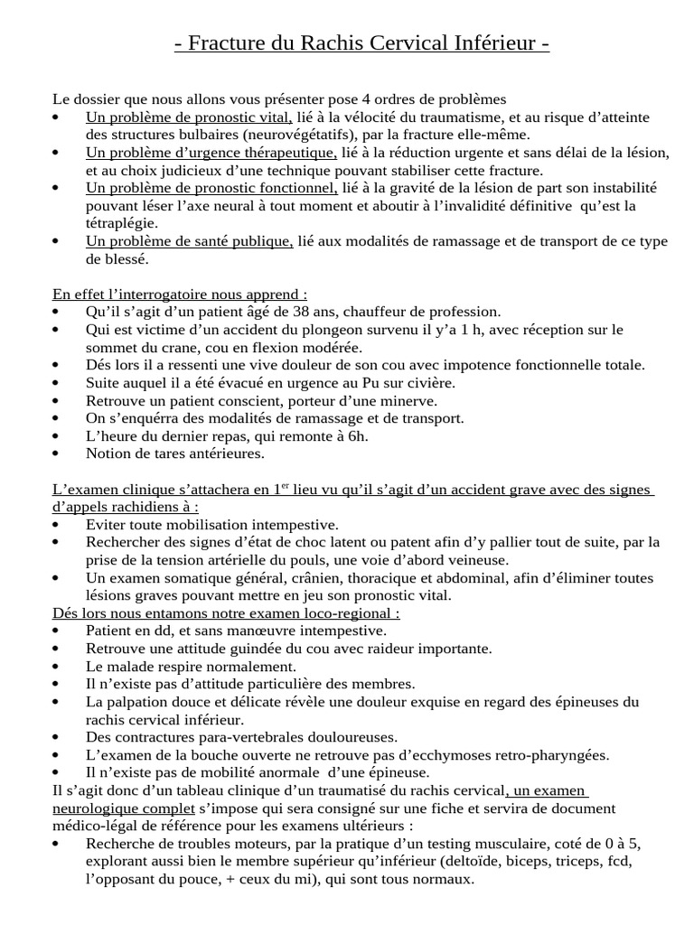 Fracture complexe du rachis cervical | PDF | Vertèbre | Appareil locomoteur