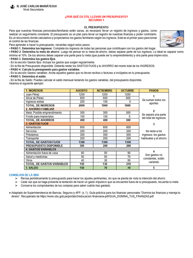 Ejemplos de Ingresos Variables y Presupuesto | PDF | Presupuesto ...