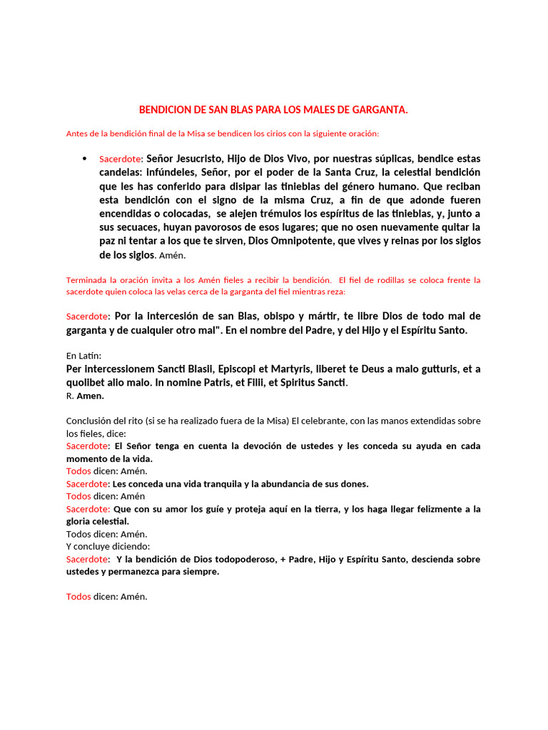 BENDICION DE SAN BLAS | PDF