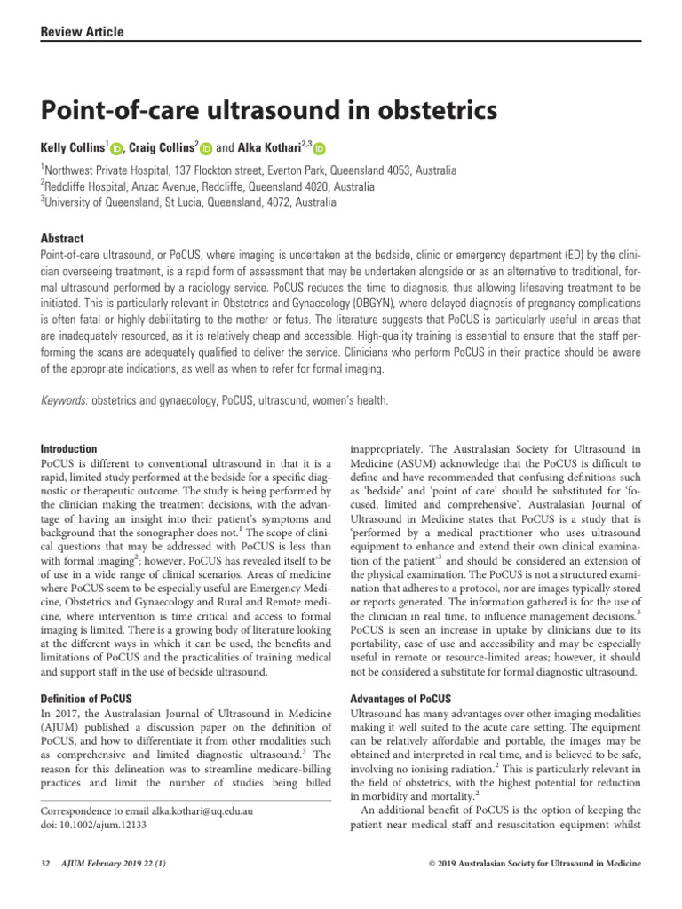 PoCUS in Obstetrics: A Practical Guide | PDF | Medical Ultrasound ...