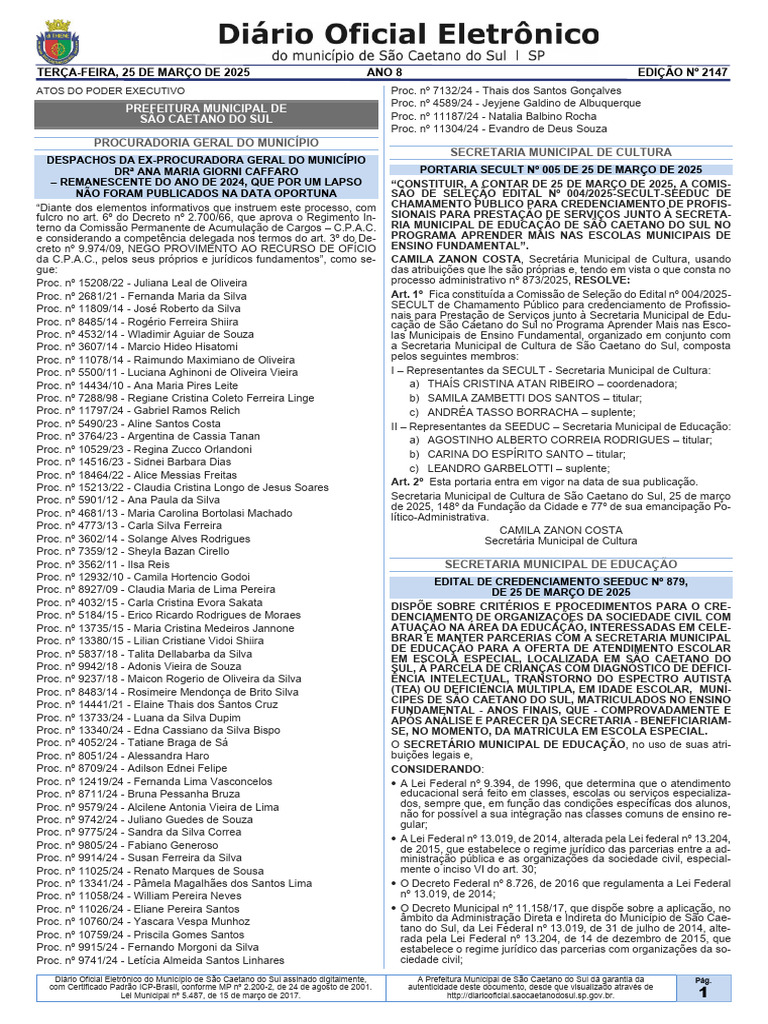 Atos do Poder Executivo de São Caetano | PDF