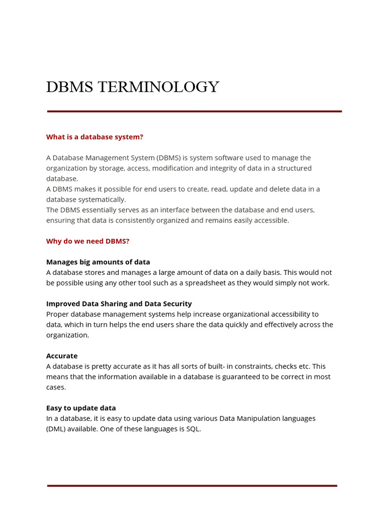 DBMS: Managing Data Access and Security | PDF | Relational Database ...