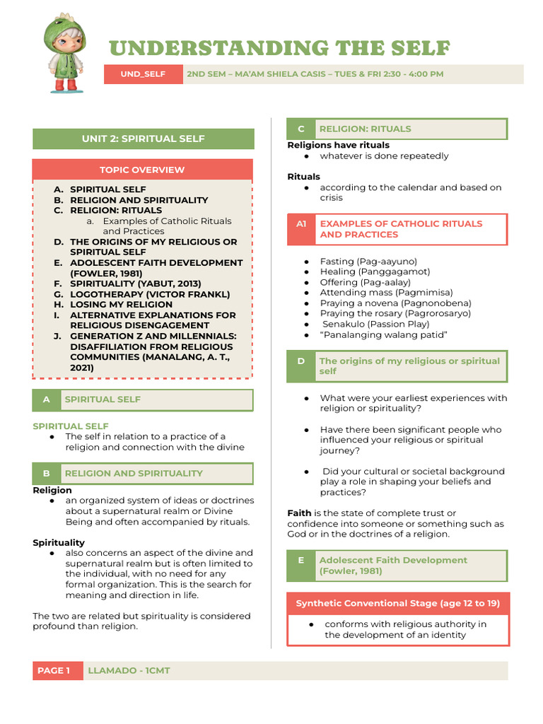 UTS UNIT 2.2 Spirtual Self | PDF | Faith | Spirituality