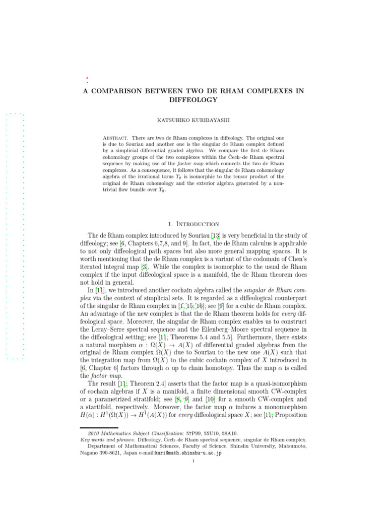 A Comparison Between Two de Rham Complexes in Diffeology: Abstract ...