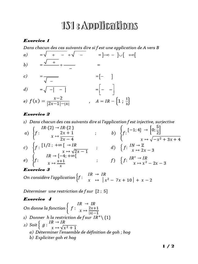 Applications surjectives et injectives | PDF | Objets mathématiques ...