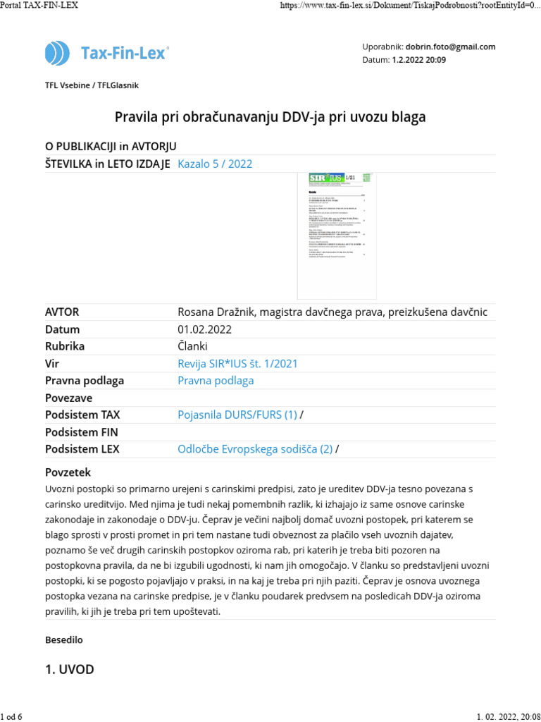 DDV Pri Uvozu | PDF