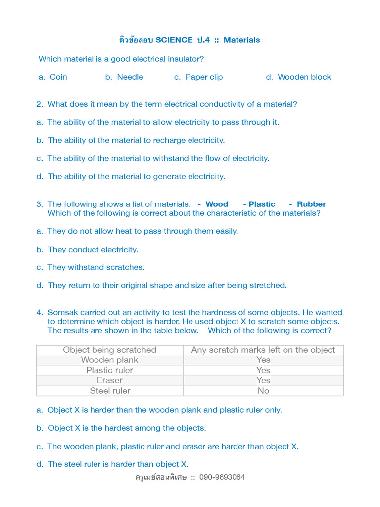 Science Exam Prep for Grade 4: Materials | PDF | Planets | Solar System