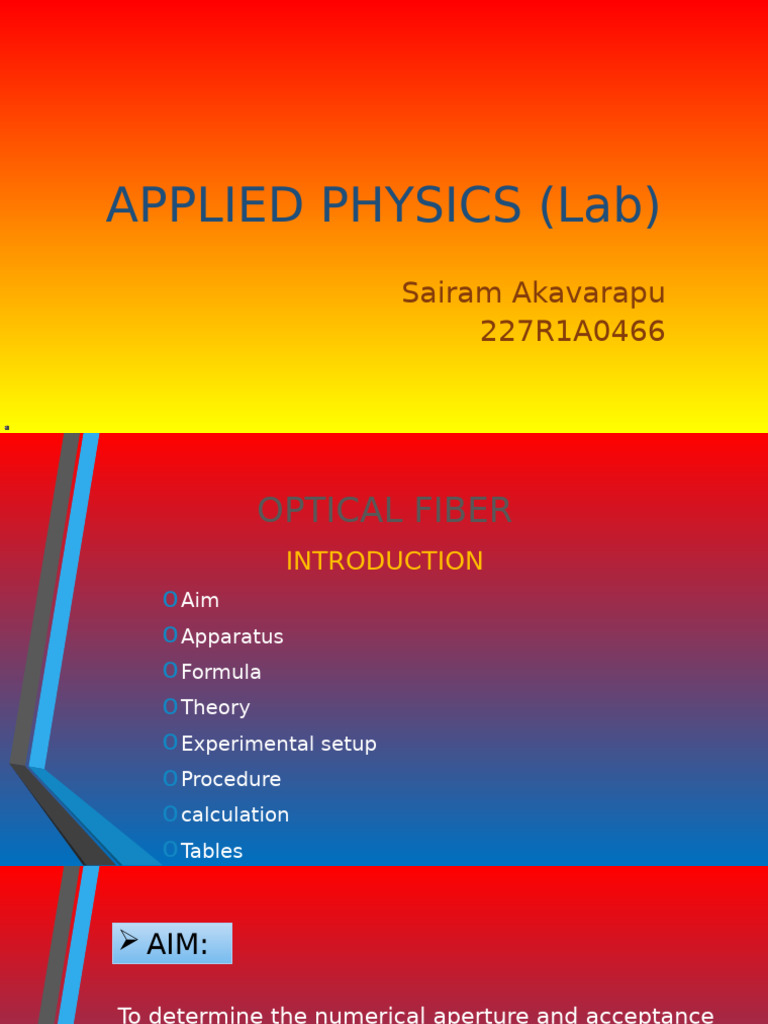 Optical Fiber Numerical Aperture Lab | PDF