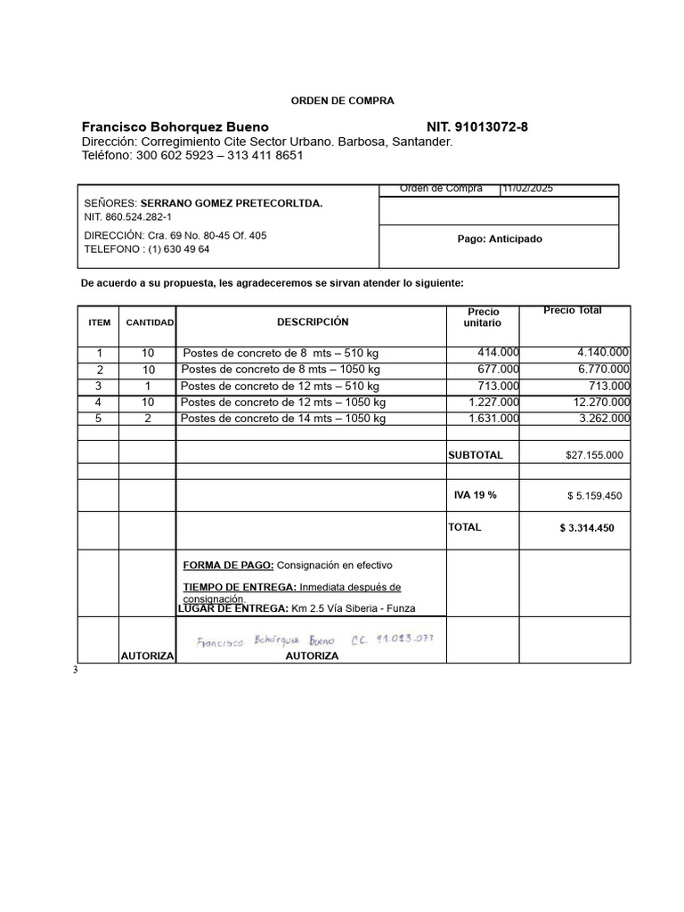 ORDEN DE COMPRA 23 Enero 2025 | PDF