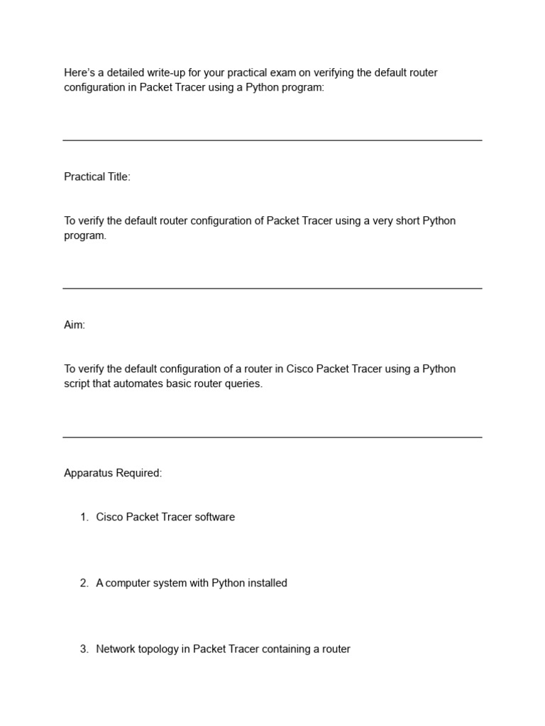 4.default Router Configuration of Packet Tracer | PDF | Router ...