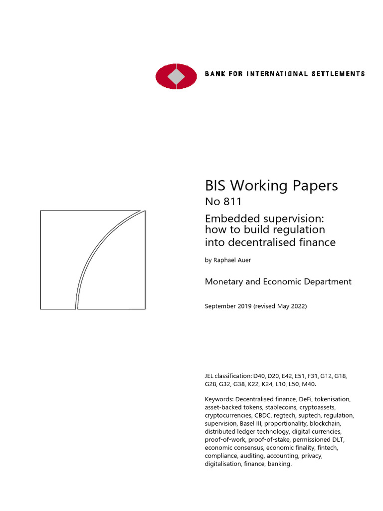 BIS - How To Build Regulation Into Decentralised Finance | PDF |  Cryptocurrency | Market (Economics)