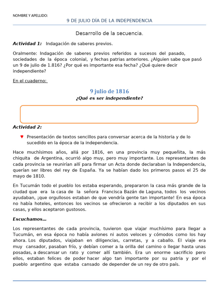 9 de Julio Día de La Independencia | PDF