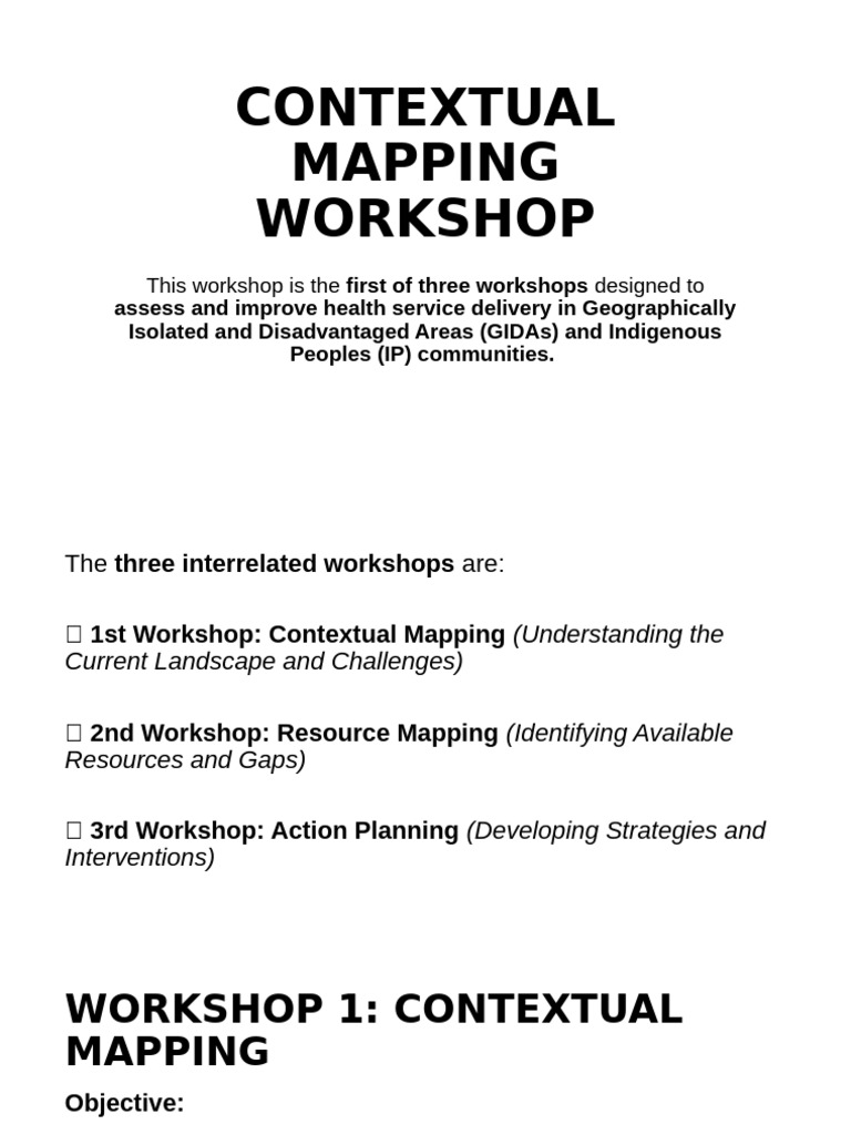 Contextual Mapping Workshop for GIDAs | PDF | Learning | Human ...