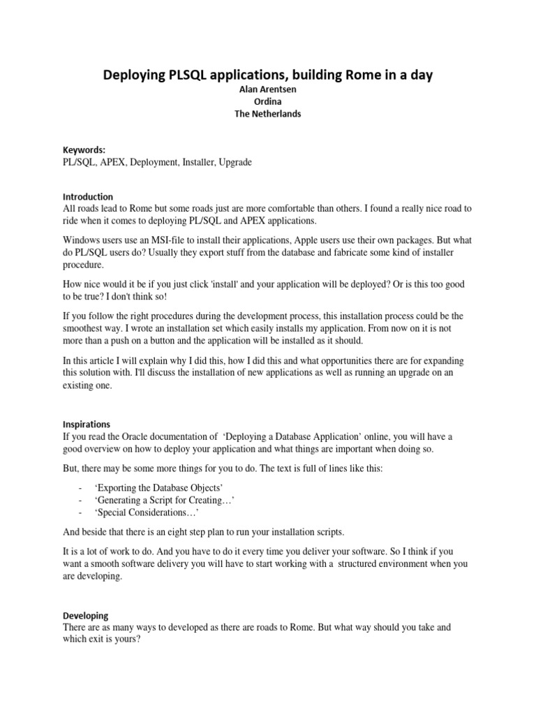 Streamlined PL/SQL Application Deployment | PDF | Version Control ...