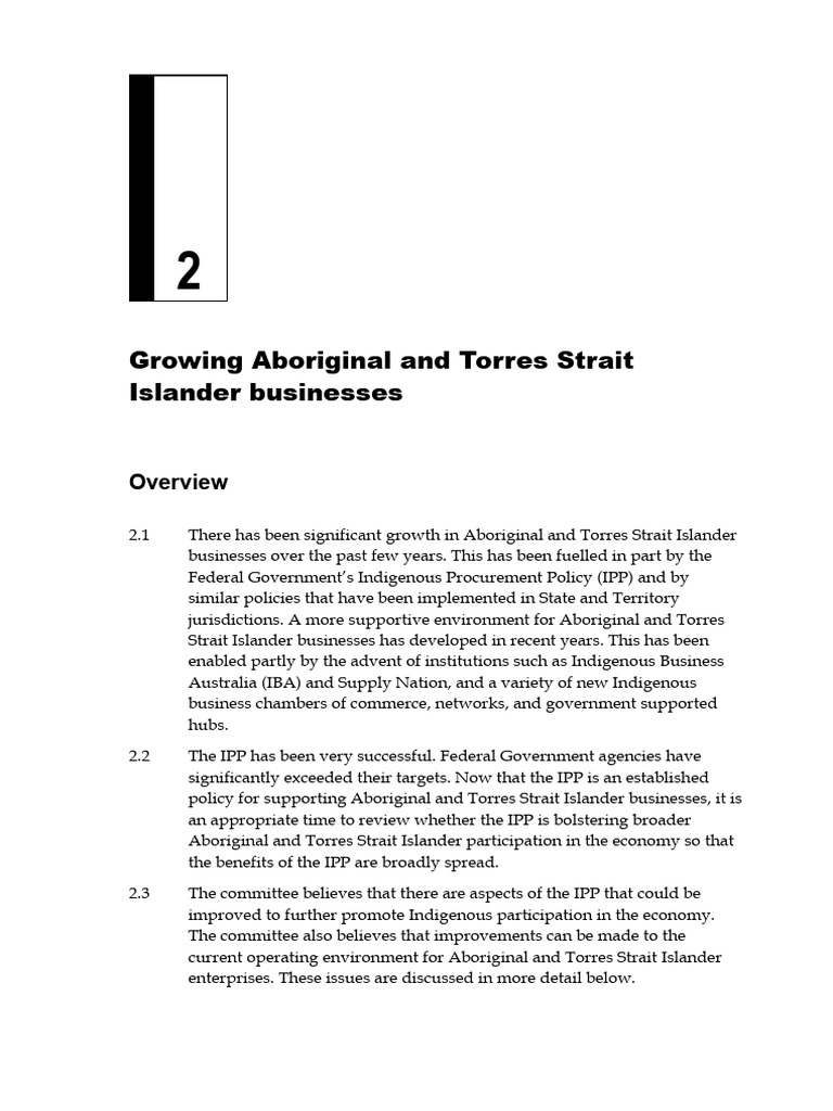 Growing Aboriginal and Torres Strait Islander Businesses | PDF ...