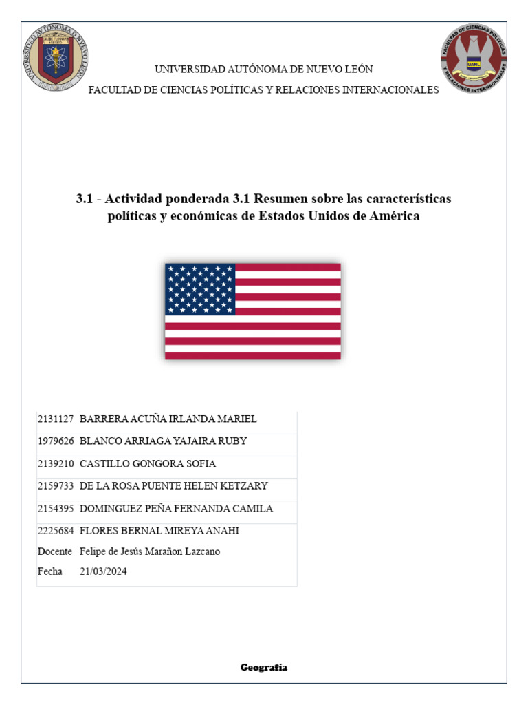 Características Políticas y Económicas de EE.UU. | PDF | Presidentes de ...