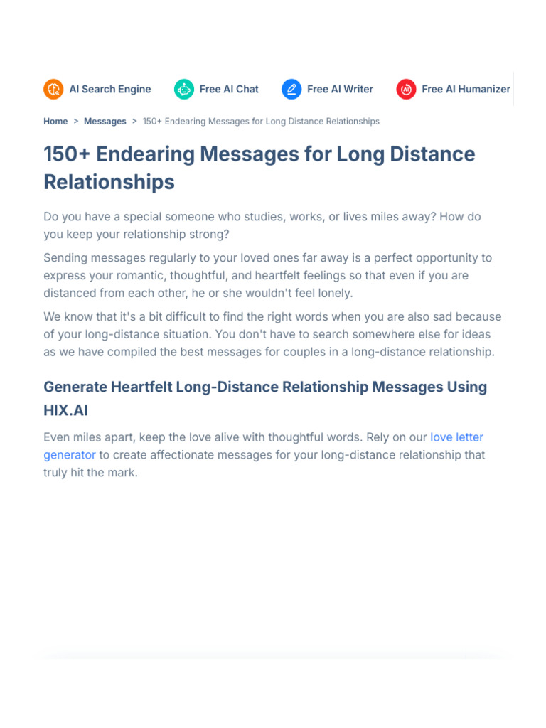 Messages For Long Distance | PDF | Love