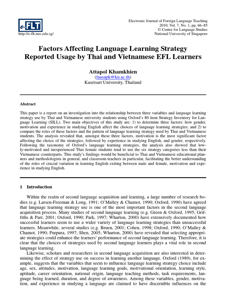 Language Learning Strategies in EFL Contexts | PDF | Schools | English ...