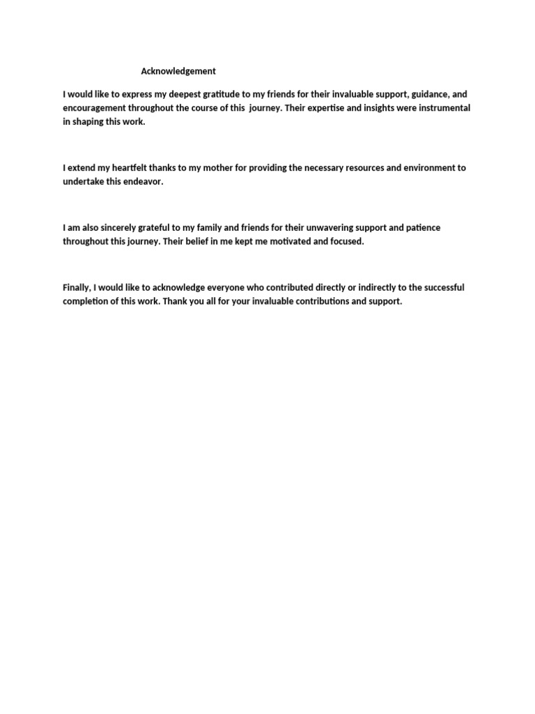 Acknowledgements for Support and Guidance | PDF
