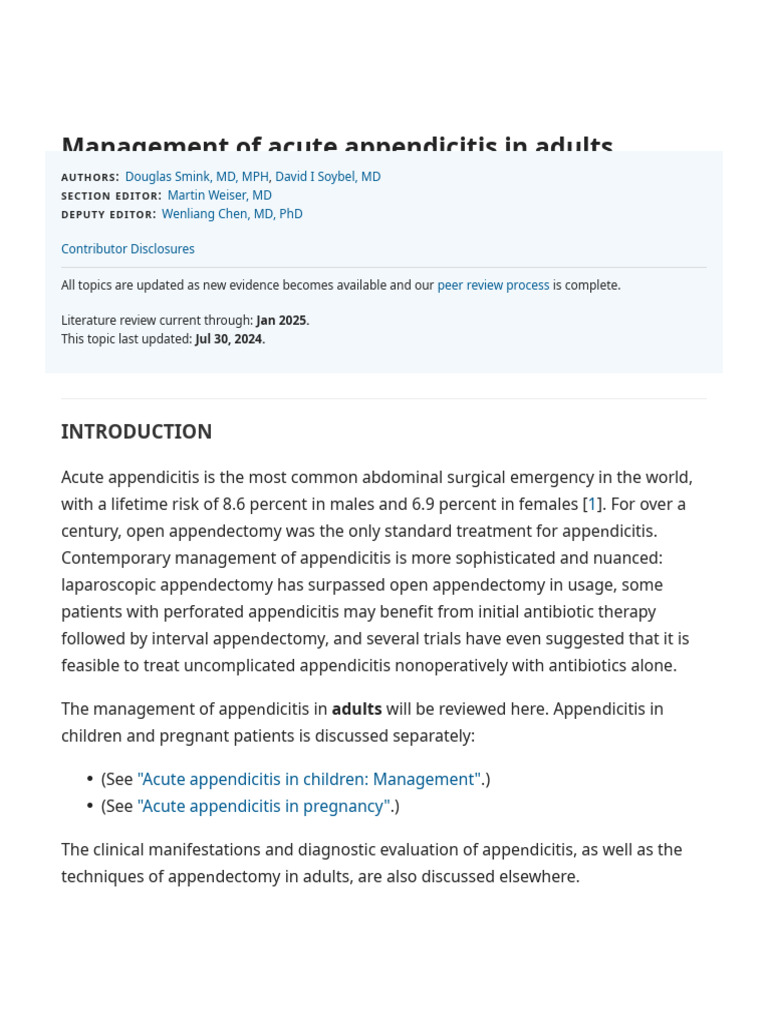 Acute Appendicitis Management in Adults | PDF | Immunodeficiency ...