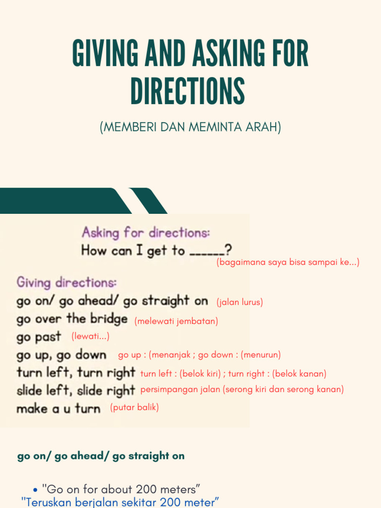 Giving and Asking For Directions (Memberi Dan Meminta Arah) | PDF