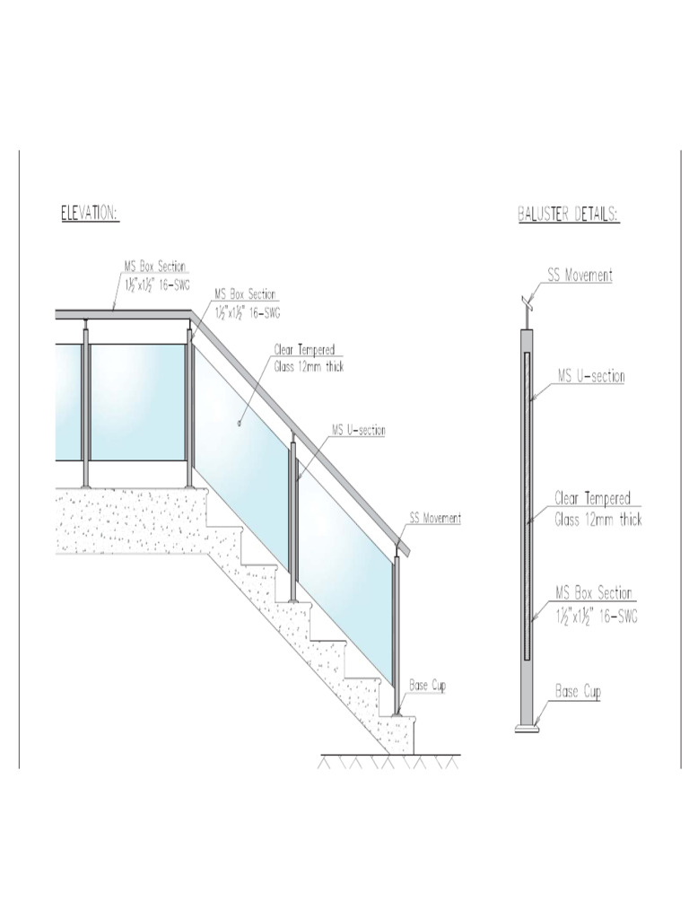 MS Railing With Glass (27-12-23) | PDF