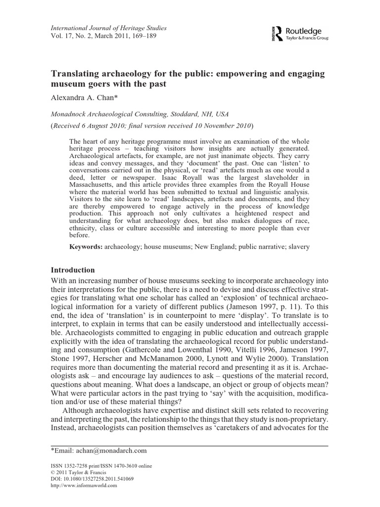 Translating Archaeology For The Public | PDF | Archaeology | Artifact ...
