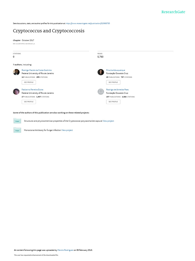 Cryptococcus and Cryptococcosis: October 2017 | PDF | Management Of Hiv ...