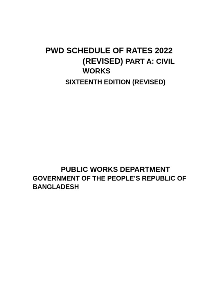PWD Civil Works Rate Schedule 2022 | PDF | Sheet Metal | Concrete