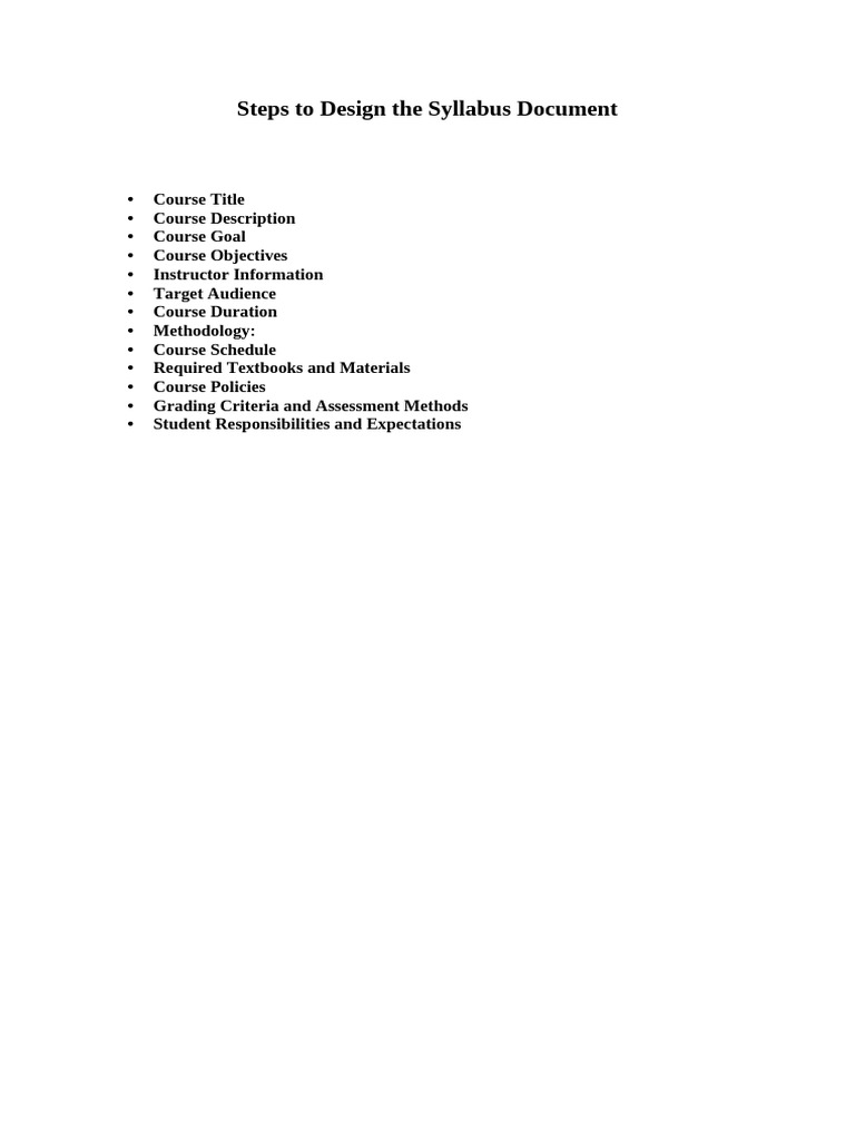 Steps To Design The Syllabus Document | PDF | Methodology | Human ...