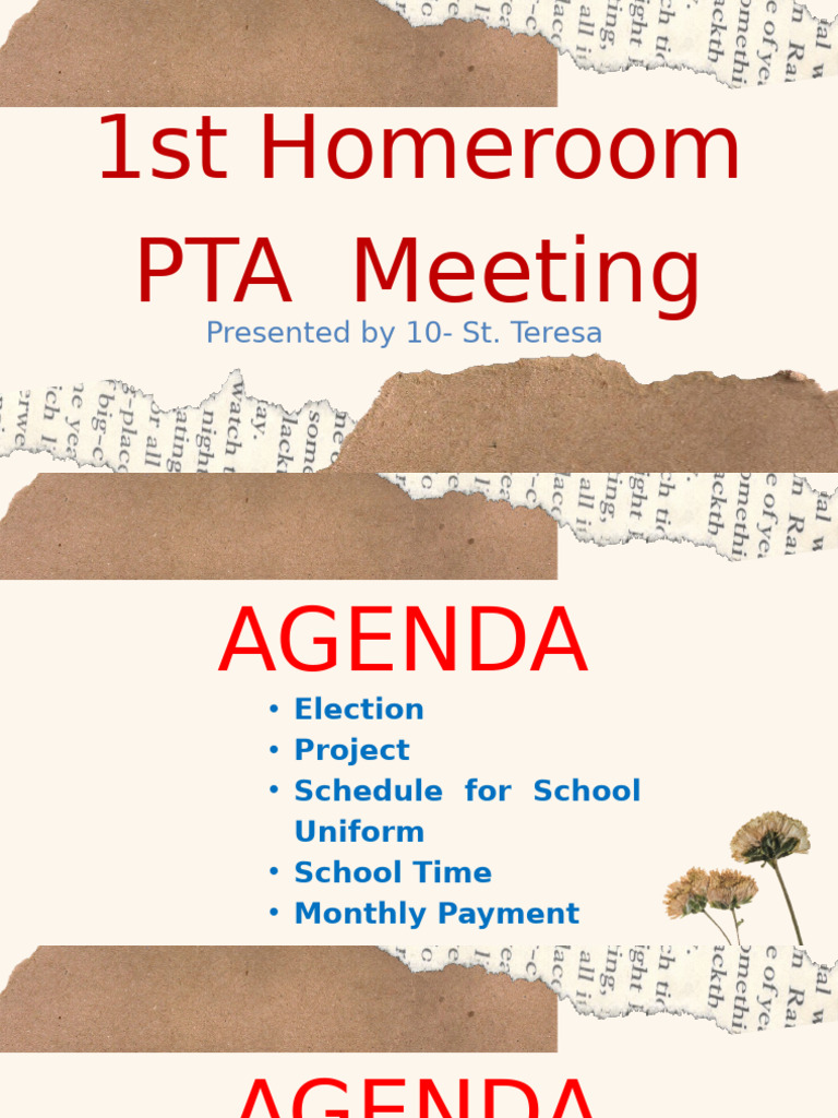 Homeroom PTA Meeting Agenda | PDF