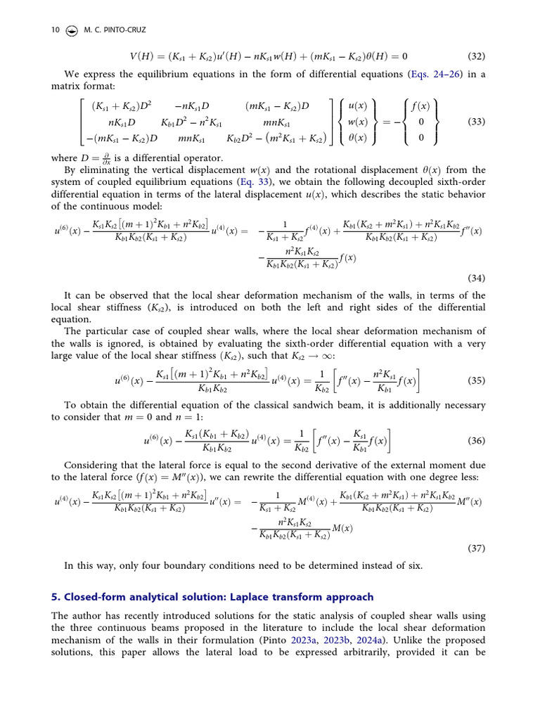 Generalized Solution For The Static Analysis of Coupled Shear Walls ...