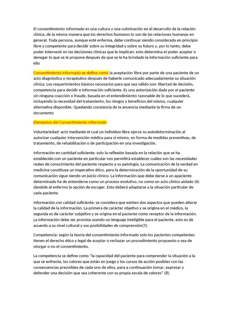 El Consentimiento Informado | PDF | Consentimiento informado ...