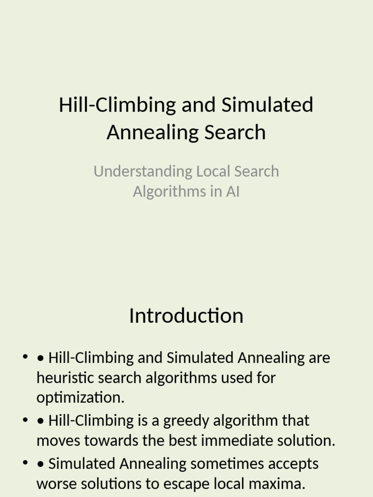 Hill Climbing vs. Simulated Annealing | PDF | Mathematical Analysis ...