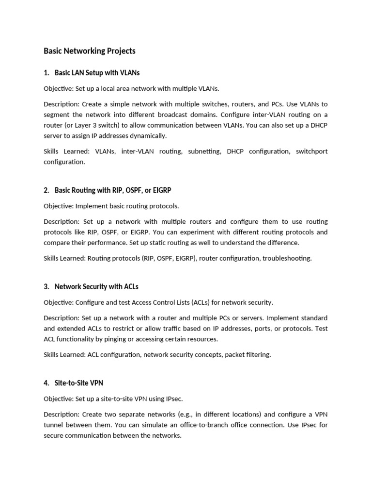 Essential Networking Projects Guide | PDF