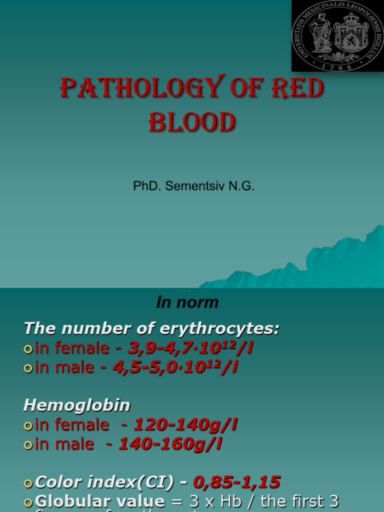 Red Blood Disorders Anemia - Dent | PDF | Anemia | Red Blood Cell