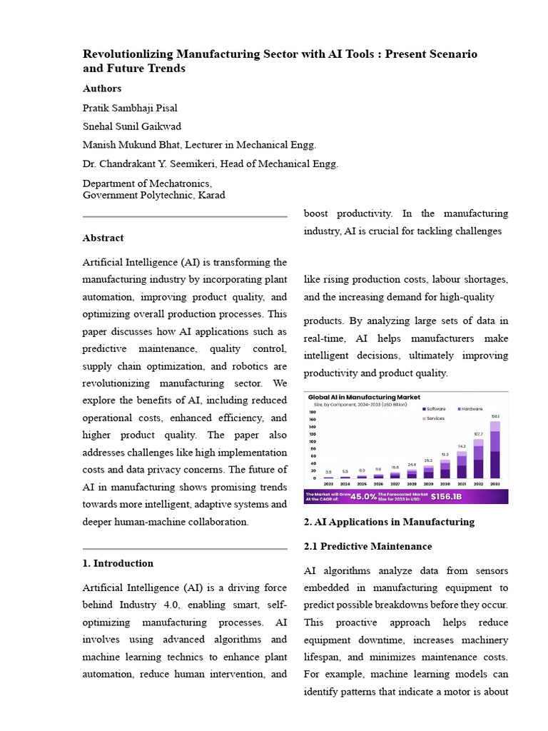 AI Transforming Manufacturing Processes | PDF | Artificial Intelligence ...