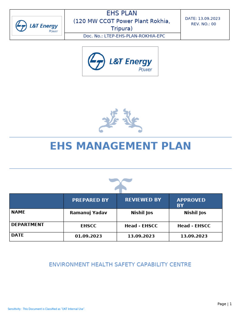 EHS Management Plan for 120 MW CCGT Plant | PDF | Occupational Safety ...