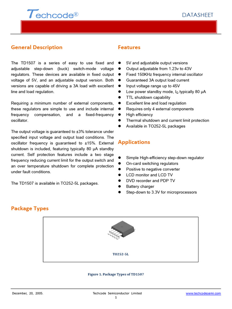 TD1507T5 Techcode | PDF | Capacitor | Inductor