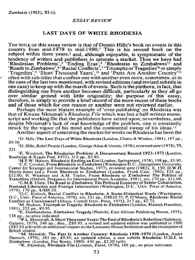 LAST_DAYS_OF_WHITE_RHODESIA | PDF | Rhodesia | Zimbabwe
