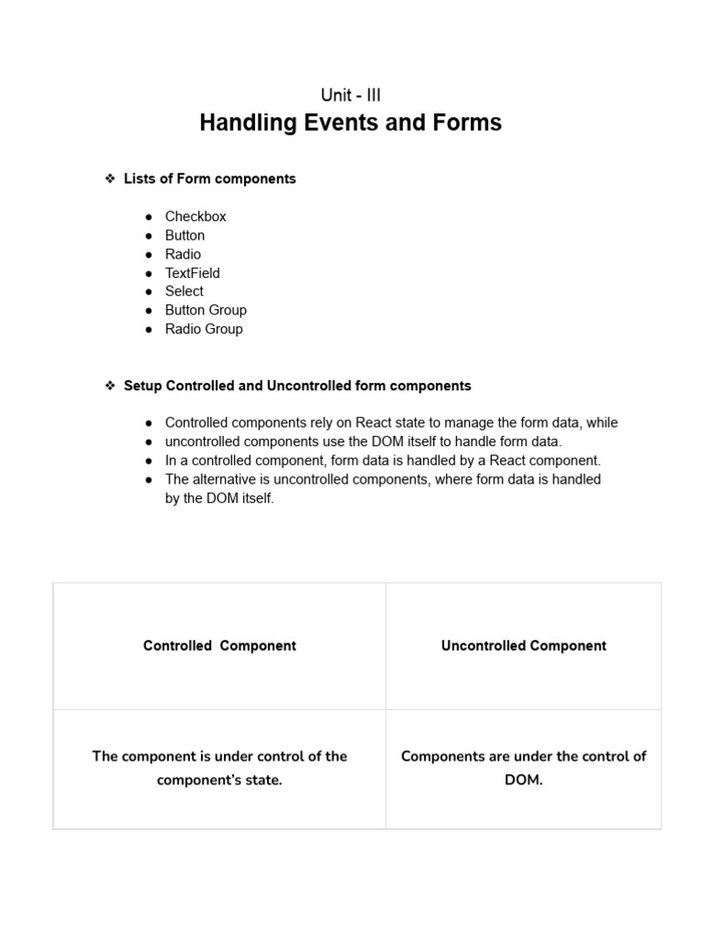 React Event Handling and Forms Guide | PDF | Systems Architecture | Web ...
