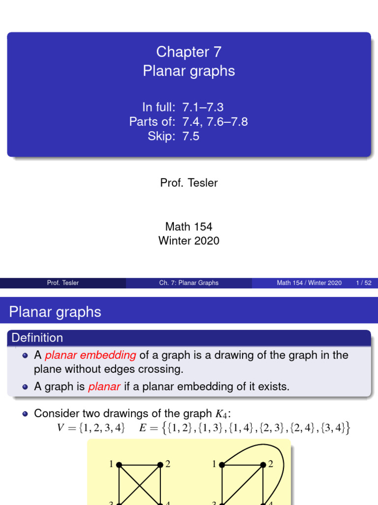 Understanding Planar Graphs and Euler's Formula | PDF | Vertex (Graph ...